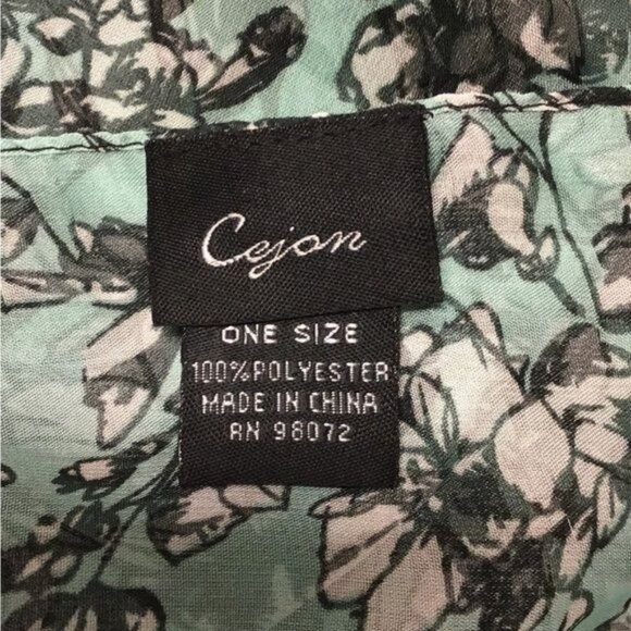 Cejon Vintage Women’s Long All-Over Floral Print Chiffon Scarf, Aqua, OSFA - Picture 7 of 8